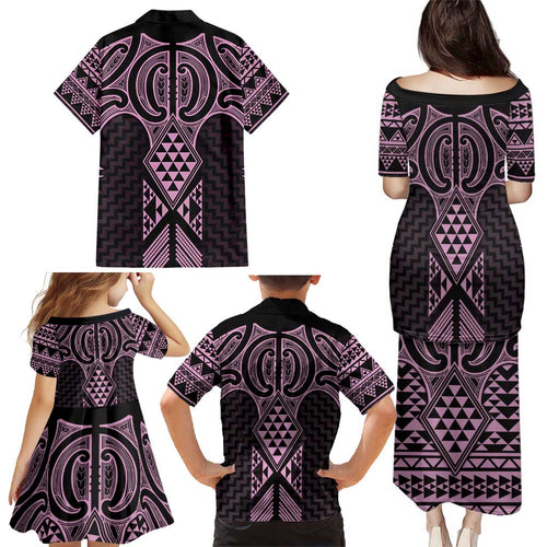Mawhero Maori Ta Moko Poutama Art Family Matching Puletasi and Hawaiian Shirt