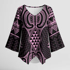 Mawhero Maori Ta Moko Poutama Art Kimono Sleeve Blouse - Aussie Hoodie