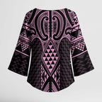 Mawhero Maori Ta Moko Poutama Art Kimono Sleeve Blouse - Aussie Hoodie
