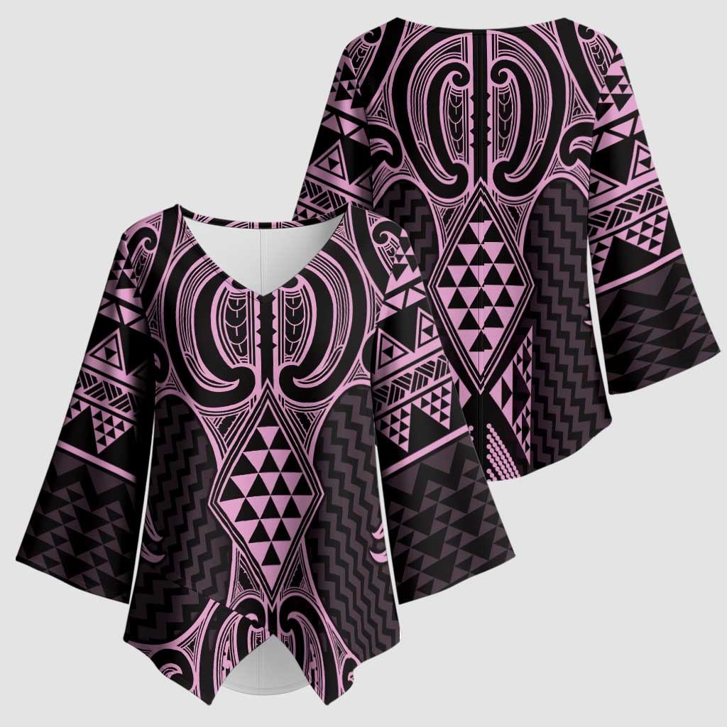 Mawhero Maori Ta Moko Poutama Art Kimono Sleeve Blouse - Aussie Hoodie
