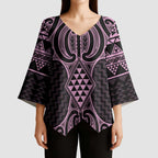 Mawhero Maori Ta Moko Poutama Art Kimono Sleeve Blouse - Aussie Hoodie
