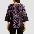 Mawhero Maori Ta Moko Poutama Art Kimono Sleeve Blouse - Aussie Hoodie