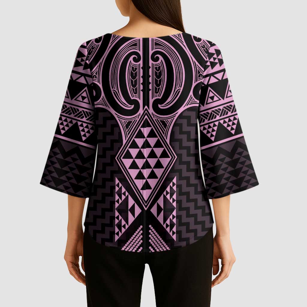 Mawhero Maori Ta Moko Poutama Art Kimono Sleeve Blouse - Aussie Hoodie