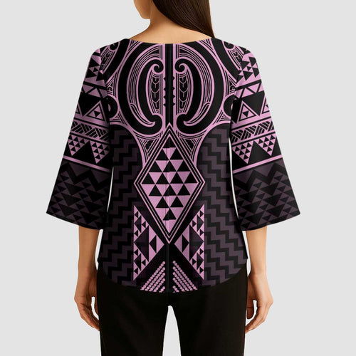 Mawhero Maori Ta Moko Poutama Art Kimono Sleeve Blouse - Aussie Hoodie