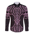 Mawhero Maori Ta Moko Poutama Art Long Sleeve Button Shirt