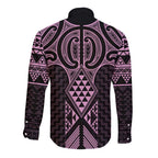 Mawhero Maori Ta Moko Poutama Art Long Sleeve Button Shirt