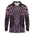 Mawhero Maori Ta Moko Poutama Art Long Sleeve Polo Shirt