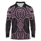 Mawhero Maori Ta Moko Poutama Art Long Sleeve Polo Shirt