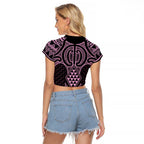 Mawhero Maori Ta Moko Poutama Art Raglan Cropped T Shirt