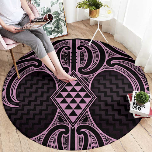 Mawhero Maori Ta Moko Poutama Art Round Carpet