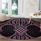 Mawhero Maori Ta Moko Poutama Art Round Carpet