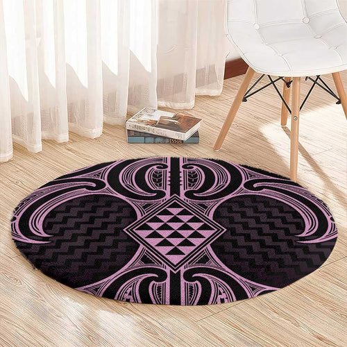 Mawhero Maori Ta Moko Poutama Art Round Carpet
