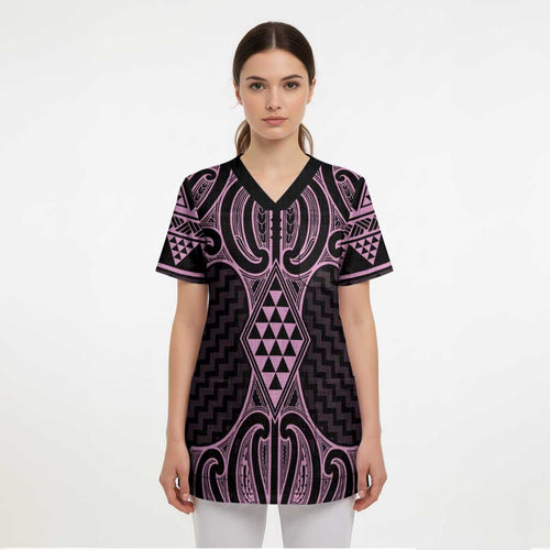 Mawhero Maori Ta Moko Poutama Art Scrub Top - Aussie Hoodie