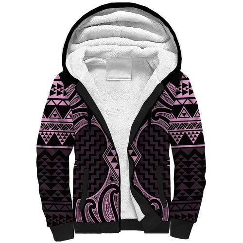Mawhero Maori Ta Moko Poutama Art Sherpa Hoodie