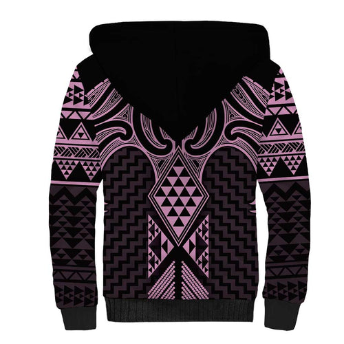 Mawhero Maori Ta Moko Poutama Art Sherpa Hoodie