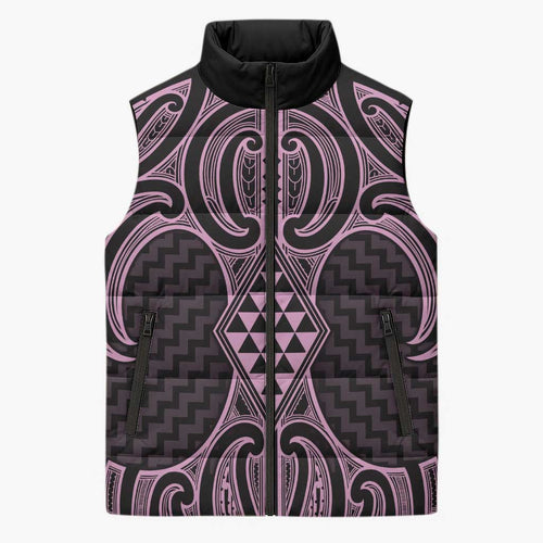 Mawhero Maori Ta Moko Poutama Art Sleeveless Puffer Jacket - Aussie Hoodie