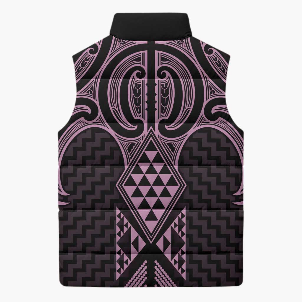 Mawhero Maori Ta Moko Poutama Art Sleeveless Puffer Jacket - Aussie Hoodie