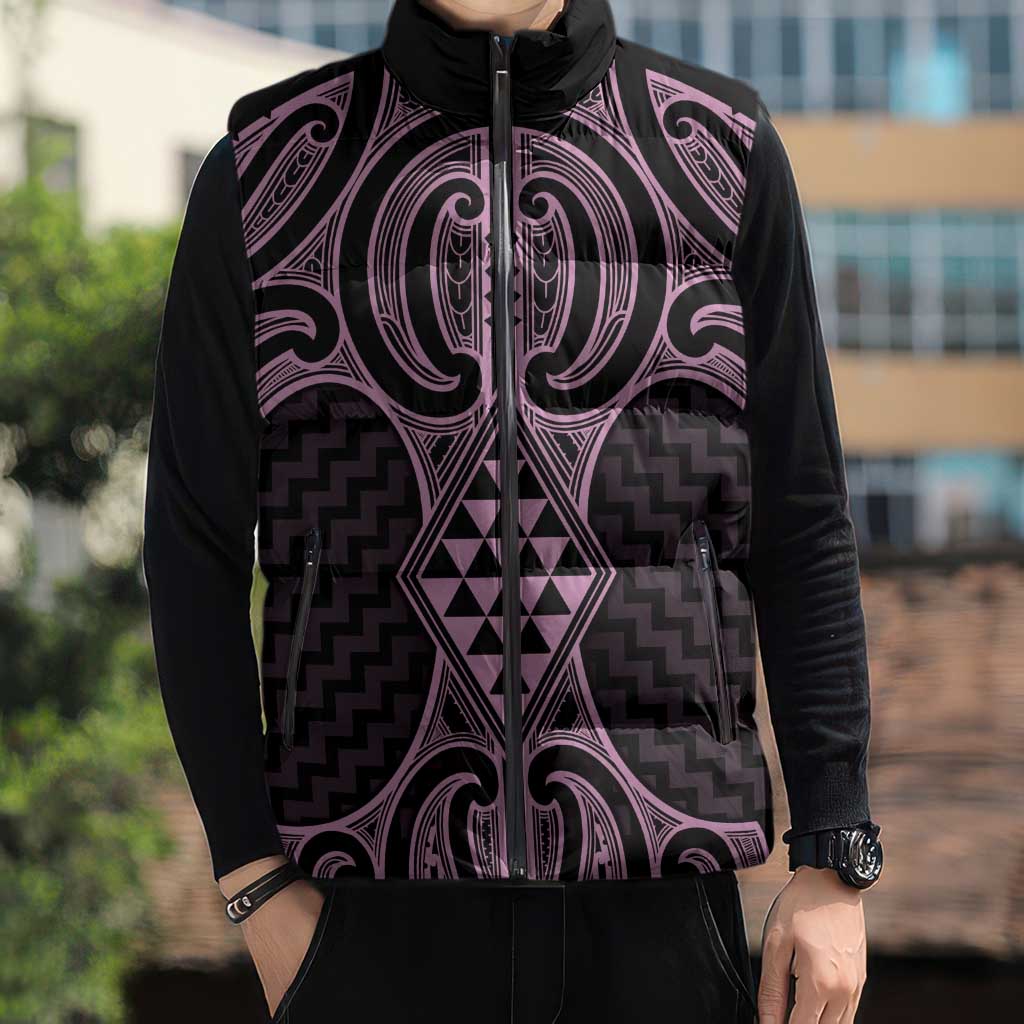 Mawhero Maori Ta Moko Poutama Art Sleeveless Puffer Jacket - Aussie Hoodie