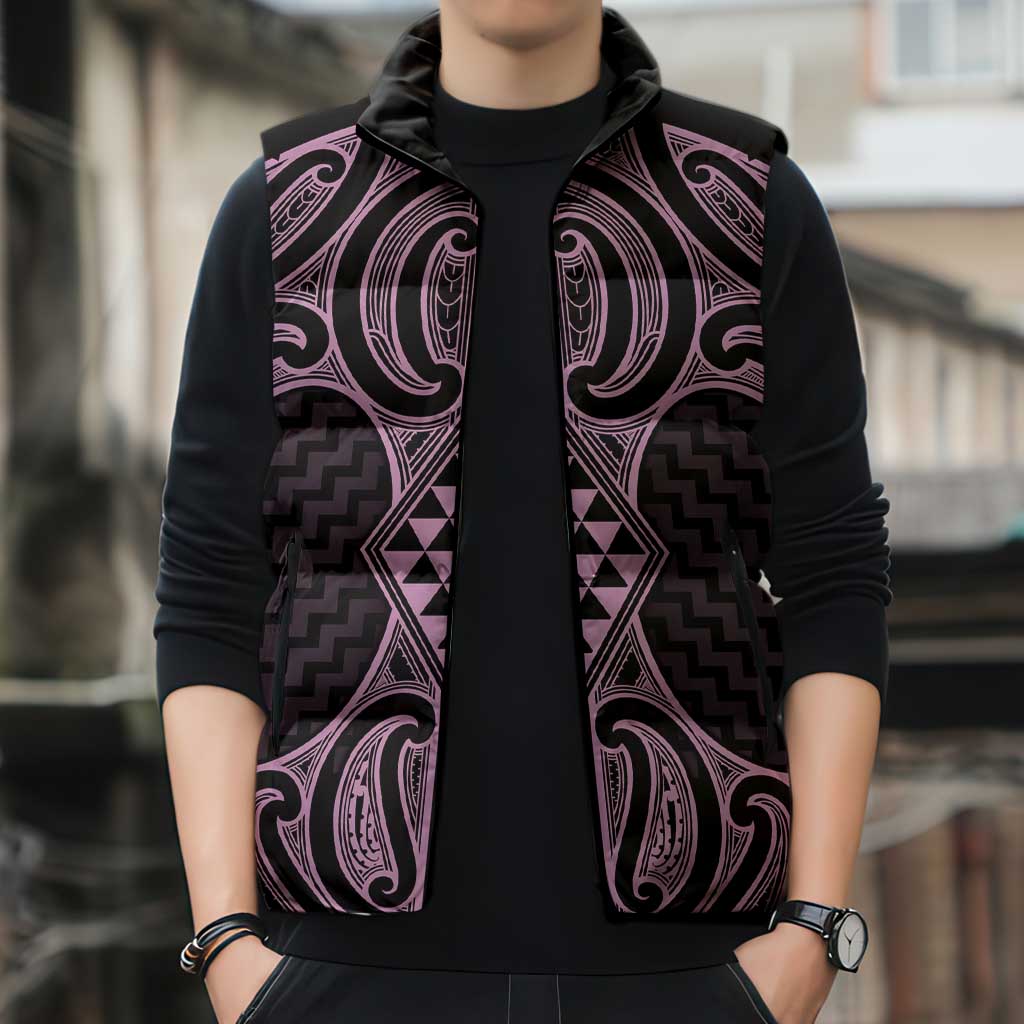 Mawhero Maori Ta Moko Poutama Art Sleeveless Puffer Jacket - Aussie Hoodie