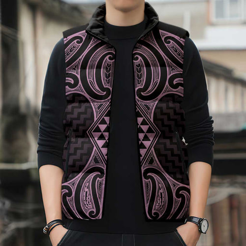 Mawhero Maori Ta Moko Poutama Art Sleeveless Puffer Jacket - Aussie Hoodie