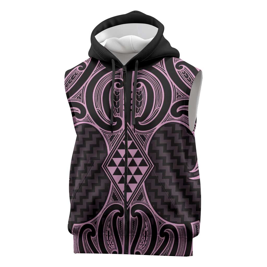 Mawhero Maori Ta Moko Poutama Art Sleeveless Zip Hoodie LT9