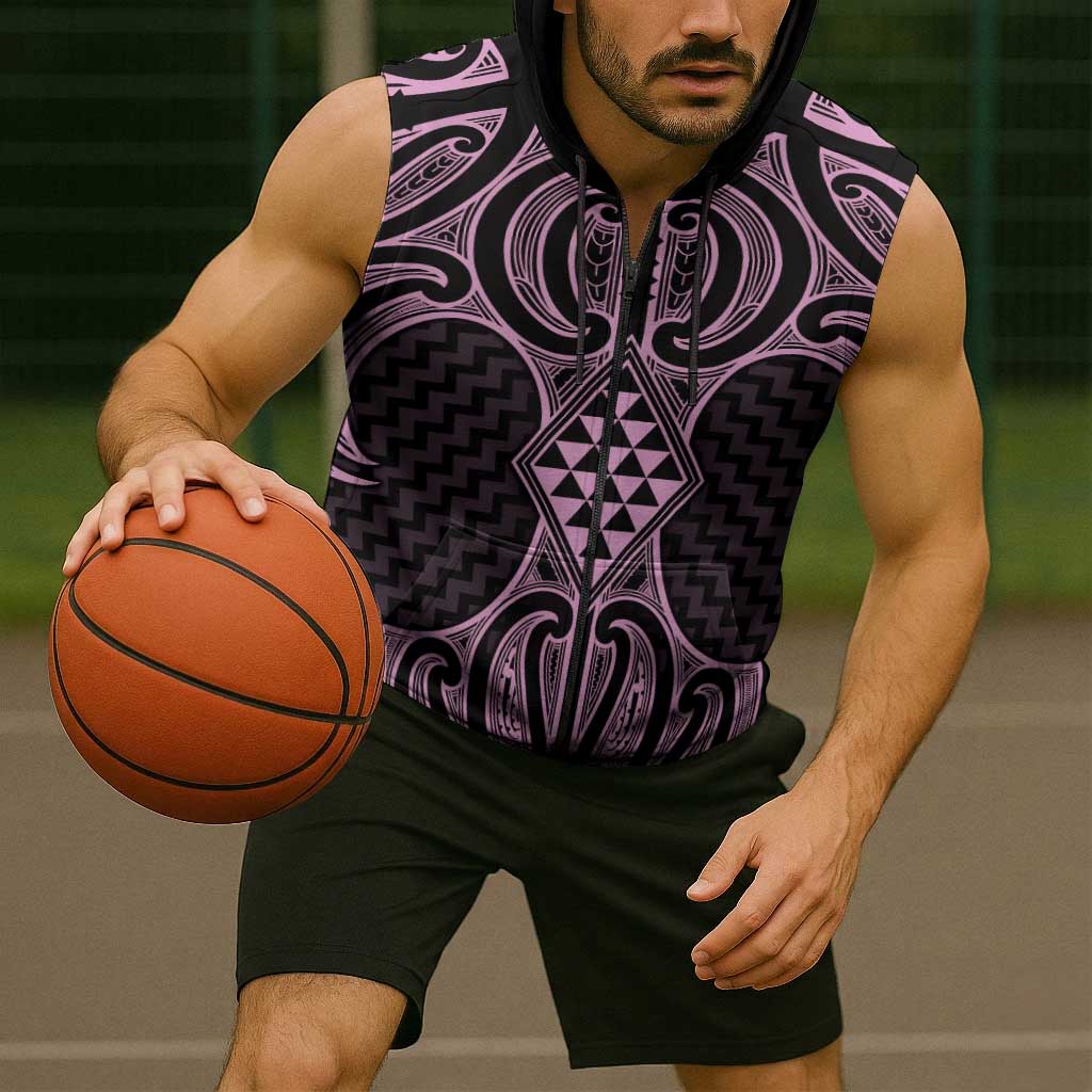 Mawhero Maori Ta Moko Poutama Art Sleeveless Zip Hoodie LT9