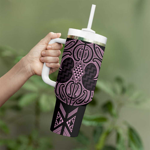 Mawhero Maori Ta Moko Poutama Art Tumbler With Handle