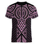 Mawhero Maori Ta Moko Poutama Art Women V-Neck T-Shirt