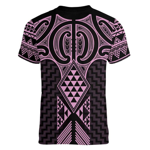 Mawhero Maori Ta Moko Poutama Art Women V-Neck T-Shirt