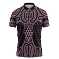Mawhero Maori Ta Moko Poutama Art Zipper Polo Shirt - Aussie Hoodie