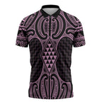 Mawhero Maori Ta Moko Poutama Art Zipper Polo Shirt - Aussie Hoodie