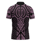 Mawhero Maori Ta Moko Poutama Art Zipper Polo Shirt - Aussie Hoodie