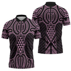 Mawhero Maori Ta Moko Poutama Art Zipper Polo Shirt - Aussie Hoodie