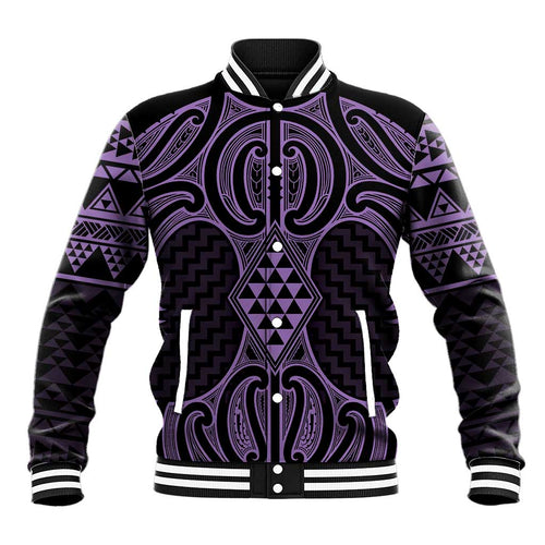 Waiporoporo Maori Ta Moko Poutama Art Baseball Jacket