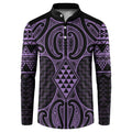 Waiporoporo Maori Ta Moko Poutama Art Button Sweatshirt