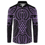 Waiporoporo Maori Ta Moko Poutama Art Button Sweatshirt