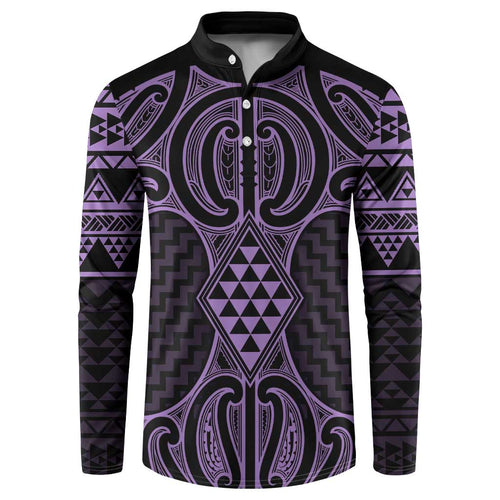 Waiporoporo Maori Ta Moko Poutama Art Button Sweatshirt
