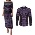 Waiporoporo Maori Ta Moko Poutama Art Couples Matching Puletasi and Long Sleeve Button Shirt