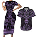 Waiporoporo Maori Ta Moko Poutama Art Couples Matching Short Sleeve Bodycon Dress and Hawaiian Shirt