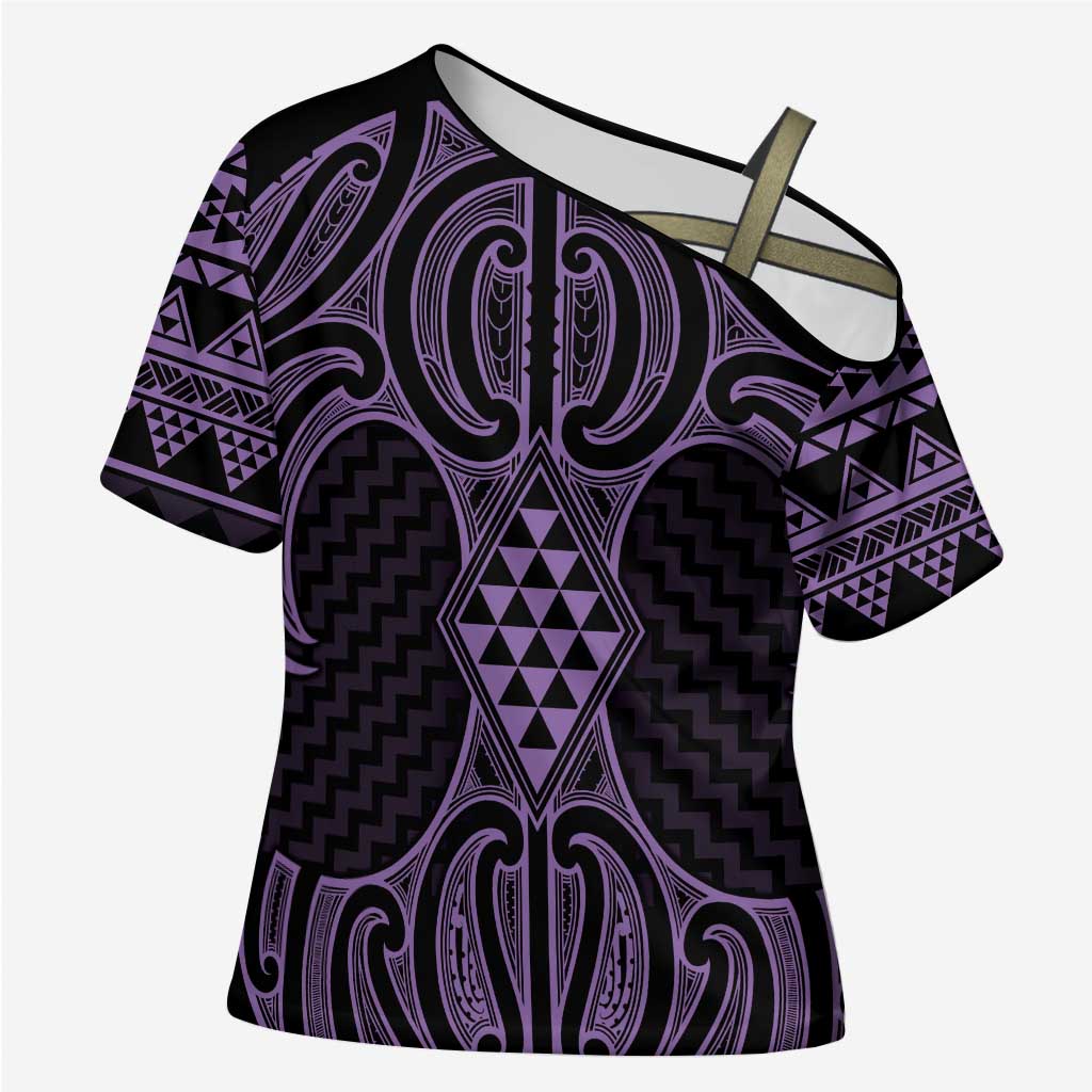 Waiporoporo Maori Ta Moko Poutama Art Cross Shoulder Shirt - Aussie Hoodie