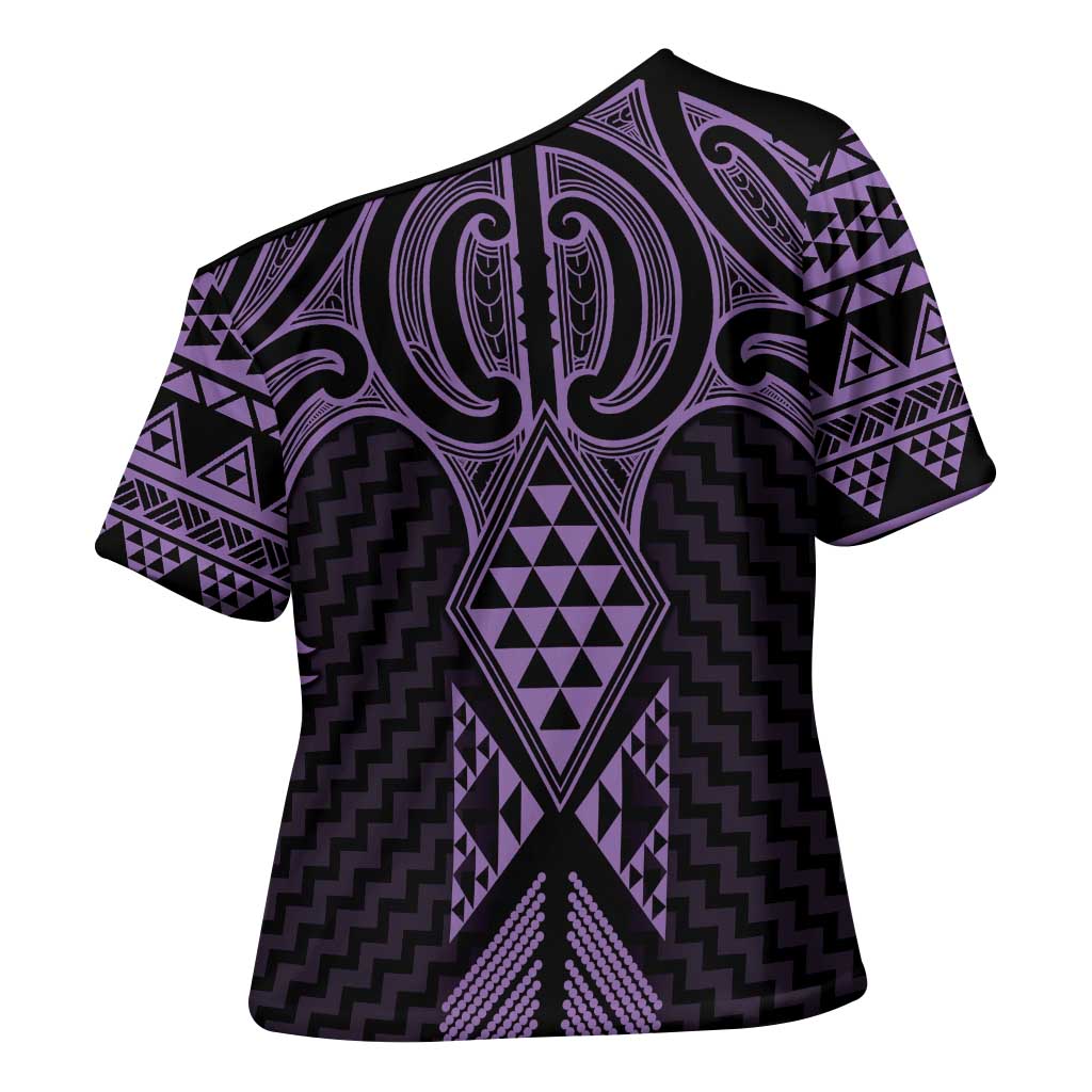 Waiporoporo Maori Ta Moko Poutama Art Cross Shoulder Shirt - Aussie Hoodie