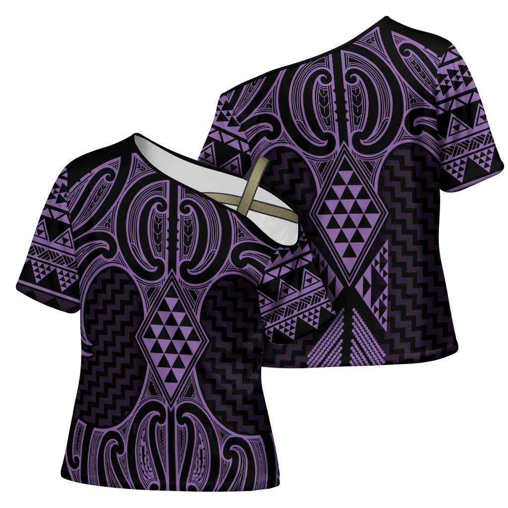 Waiporoporo Maori Ta Moko Poutama Art Cross Shoulder Shirt - Aussie Hoodie