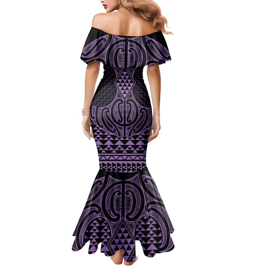Waiporoporo Maori Ta Moko Poutama Art Family Matching Mermaid Dress and Hawaiian Shirt
