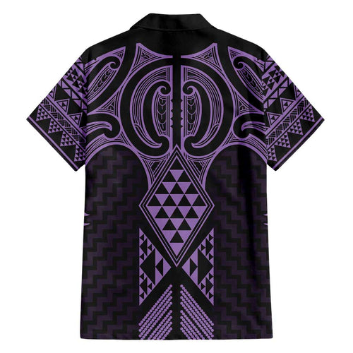 Waiporoporo Maori Ta Moko Poutama Art Family Matching Short Sleeve Bodycon Dress and Hawaiian Shirt