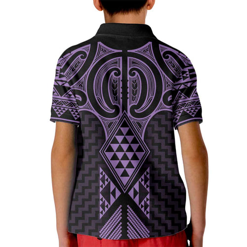 Waiporoporo Maori Ta Moko Poutama Art Kid Polo Shirt