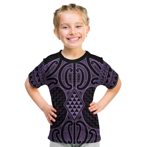 Waiporoporo Maori Ta Moko Poutama Art Kid T Shirt