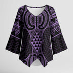 Waiporoporo Maori Ta Moko Poutama Art Kimono Sleeve Blouse - Aussie Hoodie
