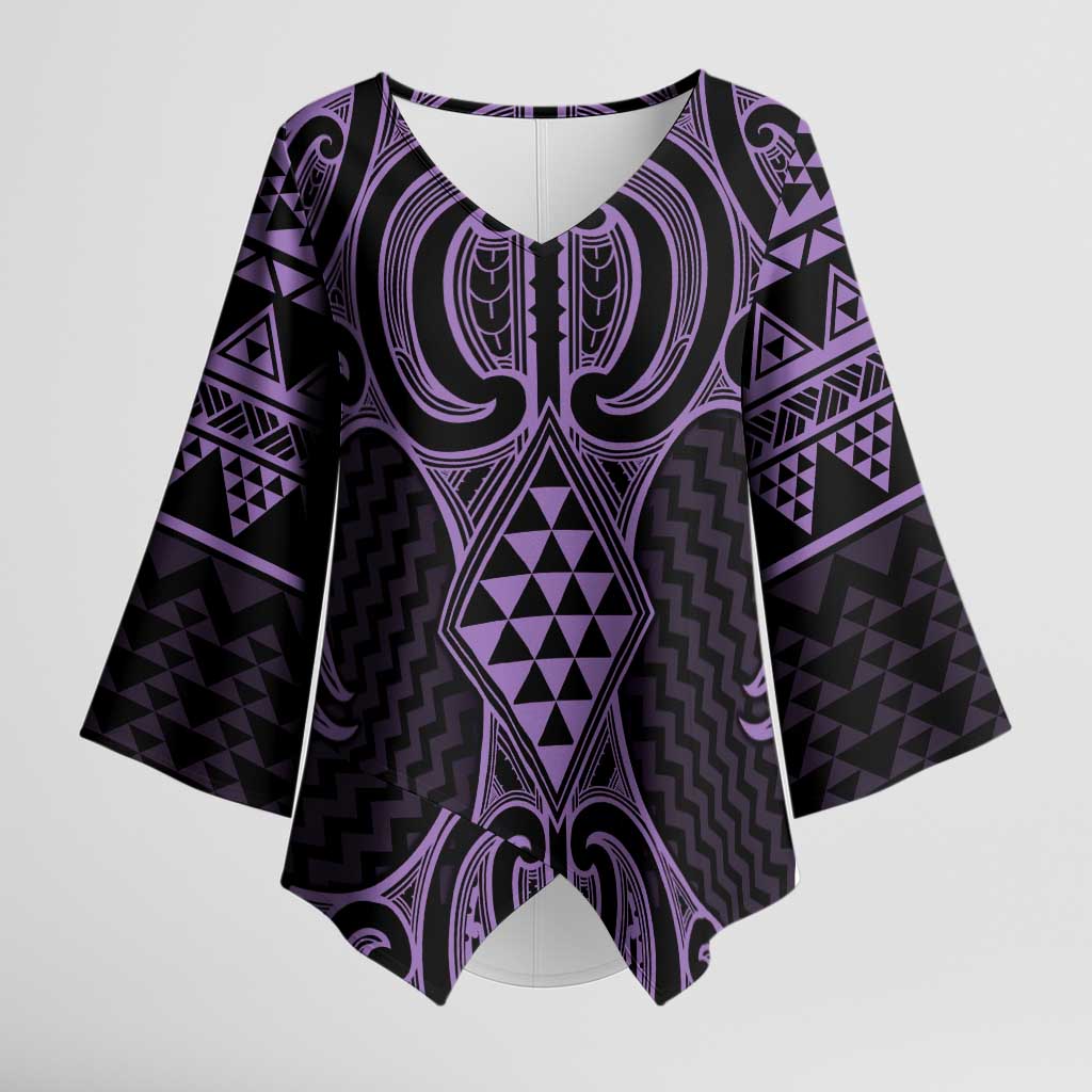 Waiporoporo Maori Ta Moko Poutama Art Kimono Sleeve Blouse - Aussie Hoodie
