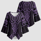 Waiporoporo Maori Ta Moko Poutama Art Kimono Sleeve Blouse - Aussie Hoodie