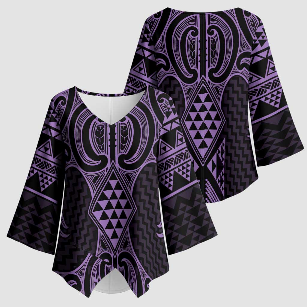 Waiporoporo Maori Ta Moko Poutama Art Kimono Sleeve Blouse - Aussie Hoodie